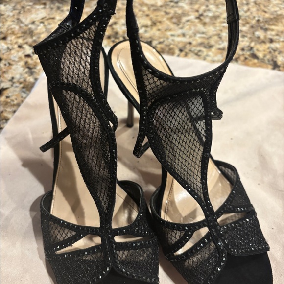 VINCE CAMUTO Black and Silver w Mesh Stiletto Heels Size 10 - Picture 13 of 13